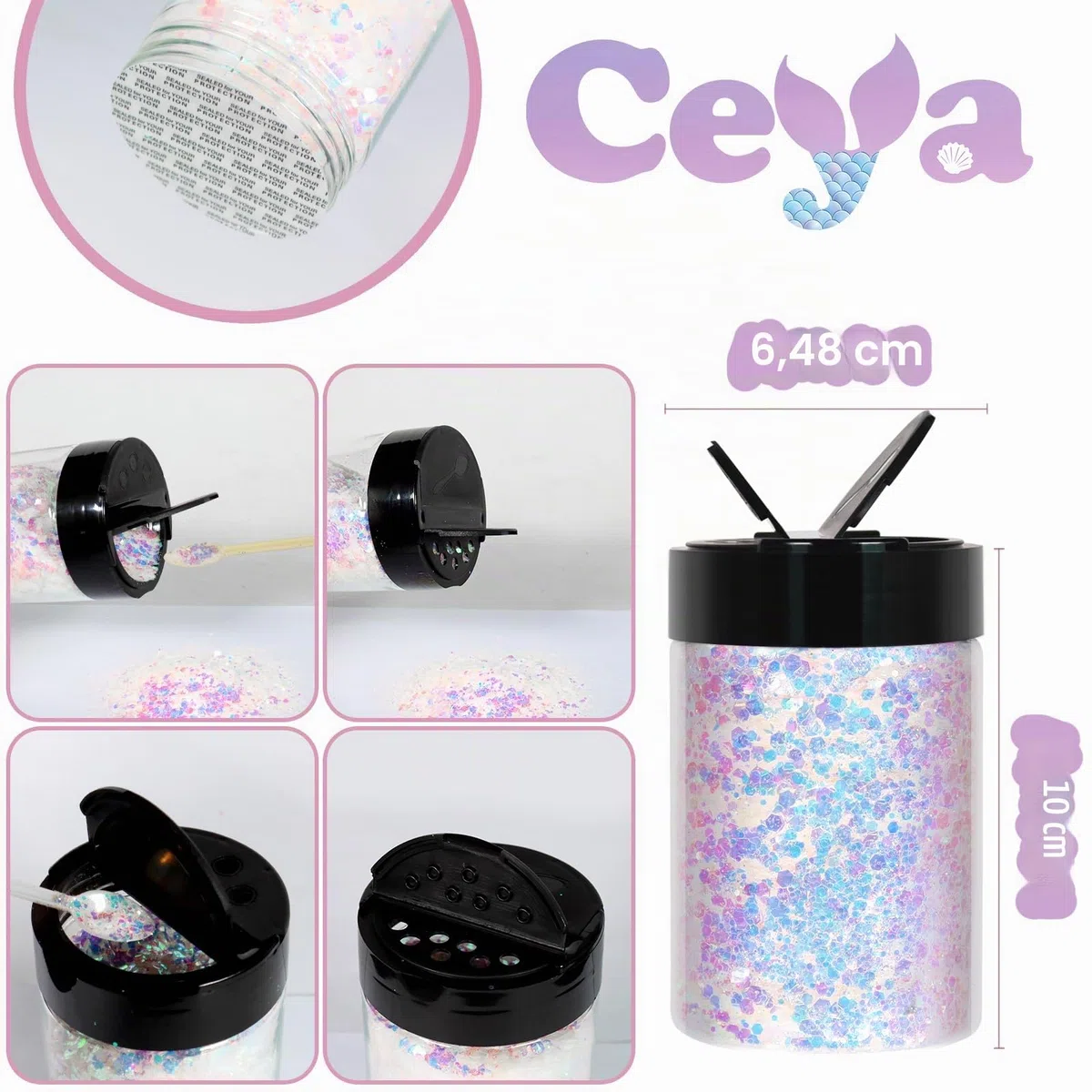 Ceya Magischer Opal-Glitzer, 3.5oz/100 g, Bastelarbeiten, grobes Glitzer-Pulver, gemischte feine Flocken, schillernde Nagel-Pailletten für Epoxidharz, Tumbler, Schleim, Malerei, Festival-Dekoration