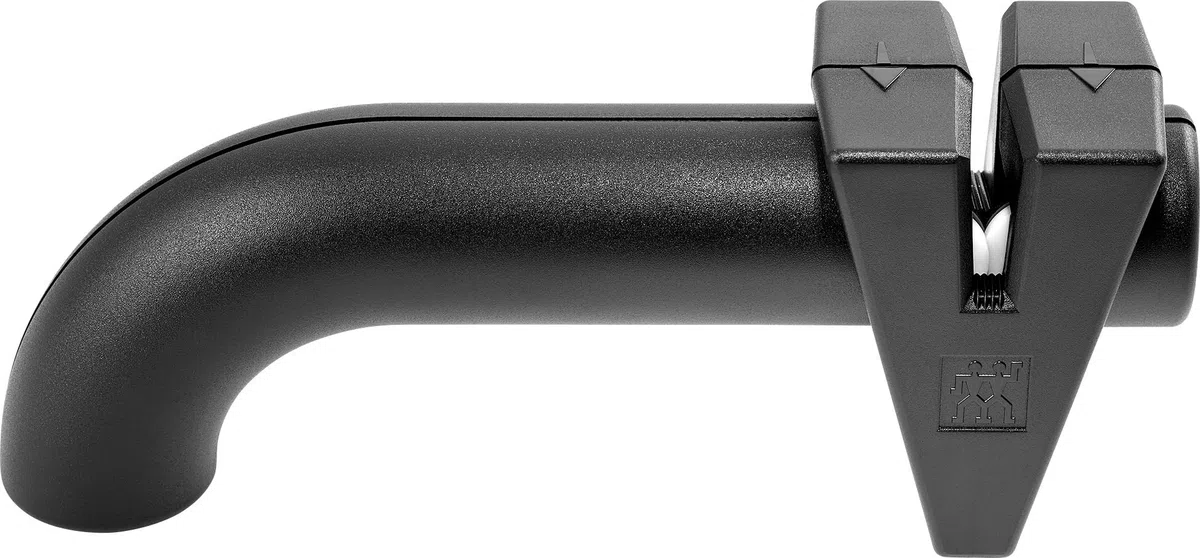 ZWILLING TWINSHARP Messerschärfer, Edelstahl- und Keramikscheiben, Ergonomischer Griff, Für glatte Messer, Schwarz
