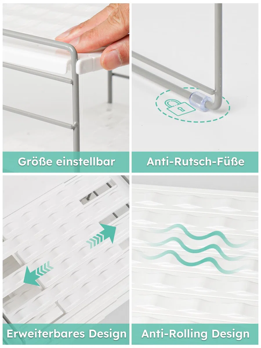 JUPELI Flaschen Organizer verstellbar – Flaschenhalter & Flaschenregal für Wasserflaschen, Thermosflaschen –Weinregale, Flaschenaufbewahrung für Kühlschrank, Küche & Schrank