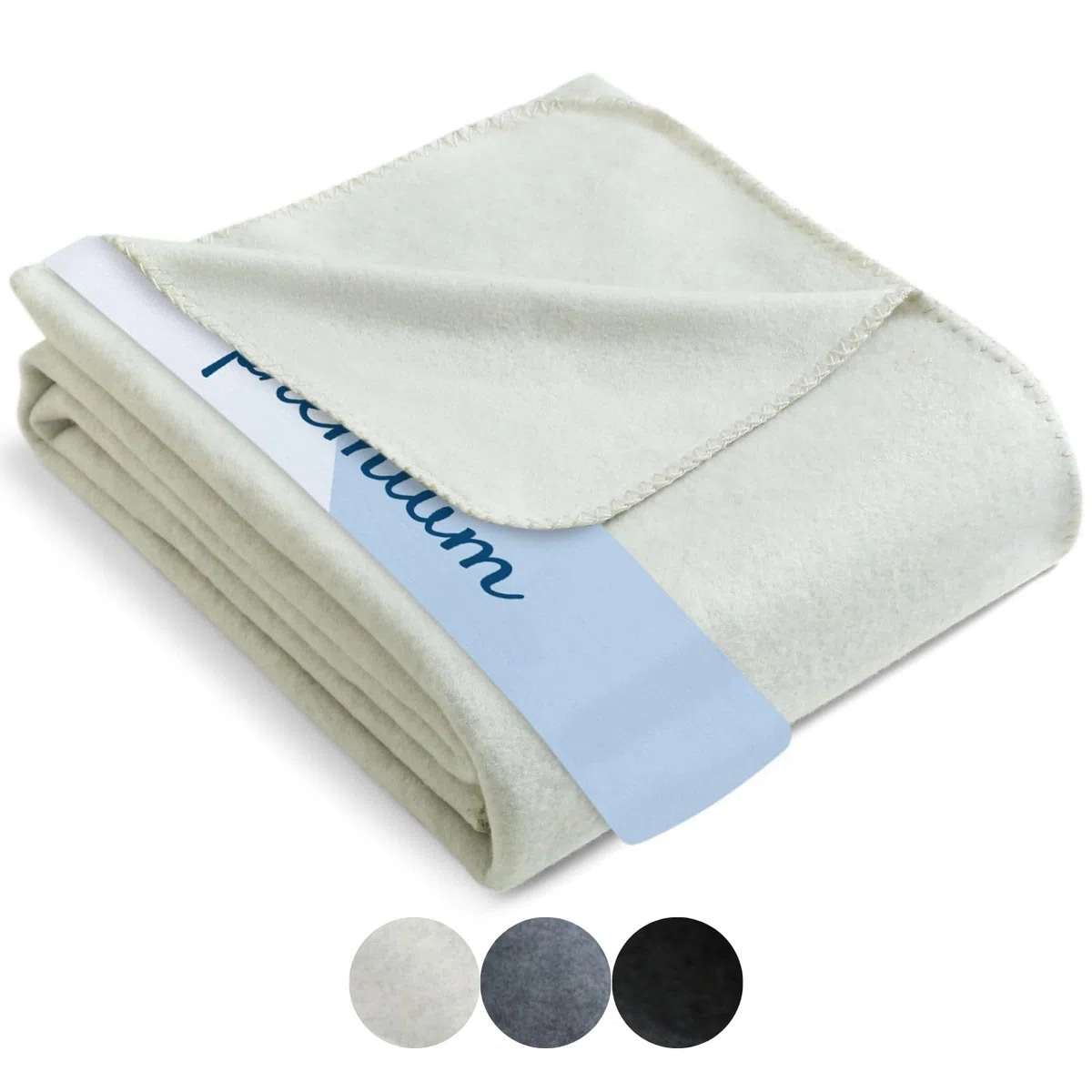 wometo Premium Fleecedecke Melange OekoTex 140x190 cm ca. 700g extra dick - weiß meliert (Bi-Color) mit Anti-Pilling und Qualitäts-Kettelrand