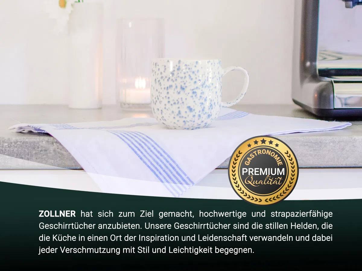 ZOLLNER 4er Set Geschirrtücher, Küchentücher, 50x70 cm, Leinen, weiß blau