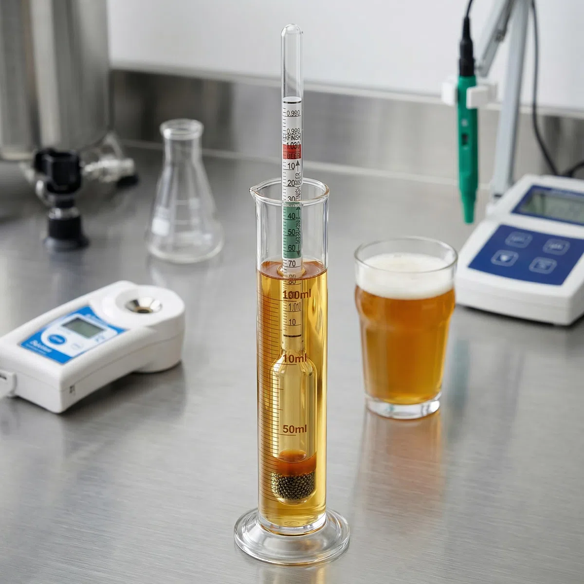 Lantelme Bier Aräometer Bierspindel aus Glas 17cm | Messpindel zur Bestimmung von Stammwürze Zuckergehalt zum Gärverlauf | für Bierherstellung Hobbybrauer | Deutsche Herstellung