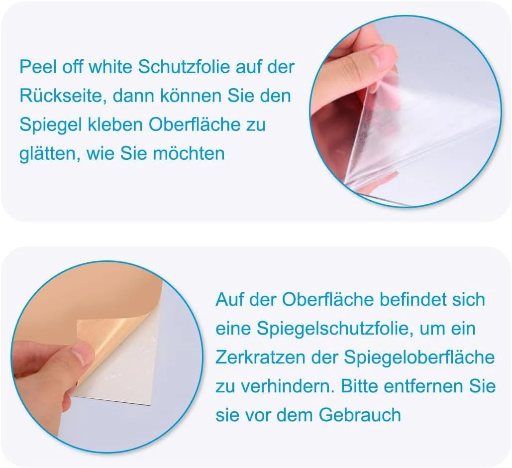 Heilmetz Glas Spiegelfliesen Selbstklebend 15x15 cm, 8 Stück Spiegel zum Kleben, HD DIY Klebespiegel für Wand Deko, Schrank, Badezimmer, Wohnzimmer, Schlafzimmer