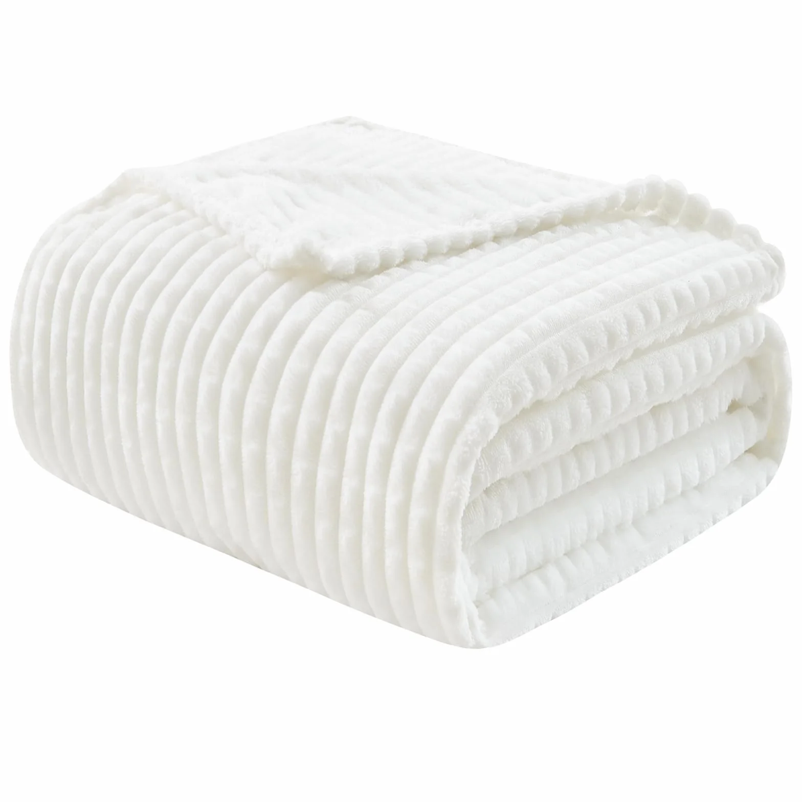 EMME Kuscheldecke Flauschige - 3D-Touch-Erlebnis 150x200cm Fleecedecke, Weiche Warme Wolldecke Überwurfdecke, Couchdecke, Decke für Sofa, Tagesdecke, Wohndecke, Weiß