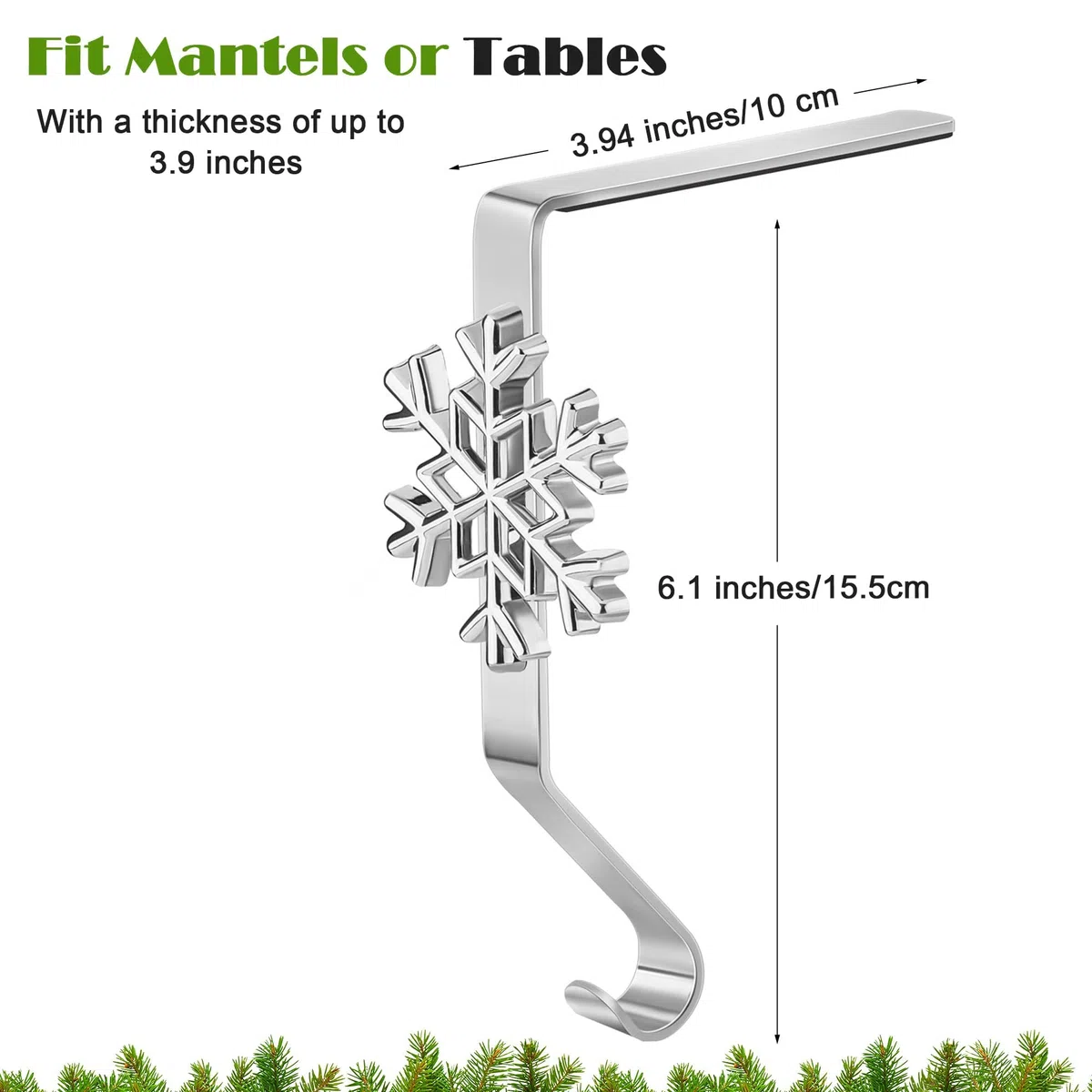 Aodaer 5 Stück Weihnachtsstrumpfhalterhaken Metall Kaminstrumpfhalter 5 verschiedene Muster dekorative Regal-Kamin-Weihnachtsstrumpfclips für Weihnachtsfeierbedarf
