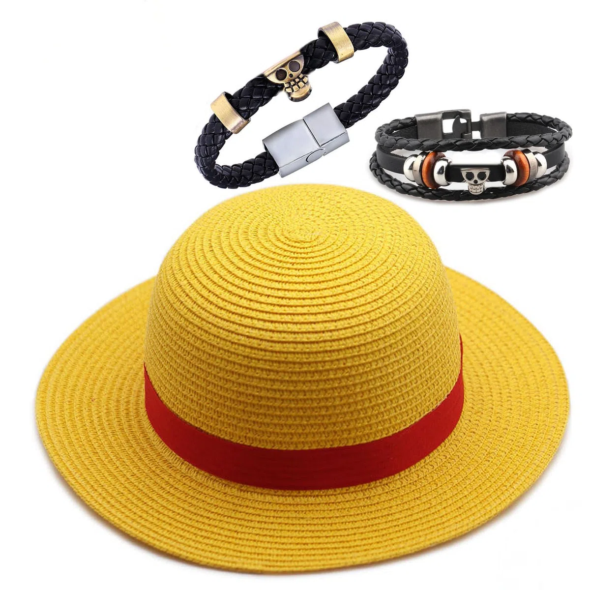 YouU Strohhut Rucy Armbänder Sommer Outdoor Reisen Cosplay Schmuck mit Anime OP. Aufkleber 23 Stück