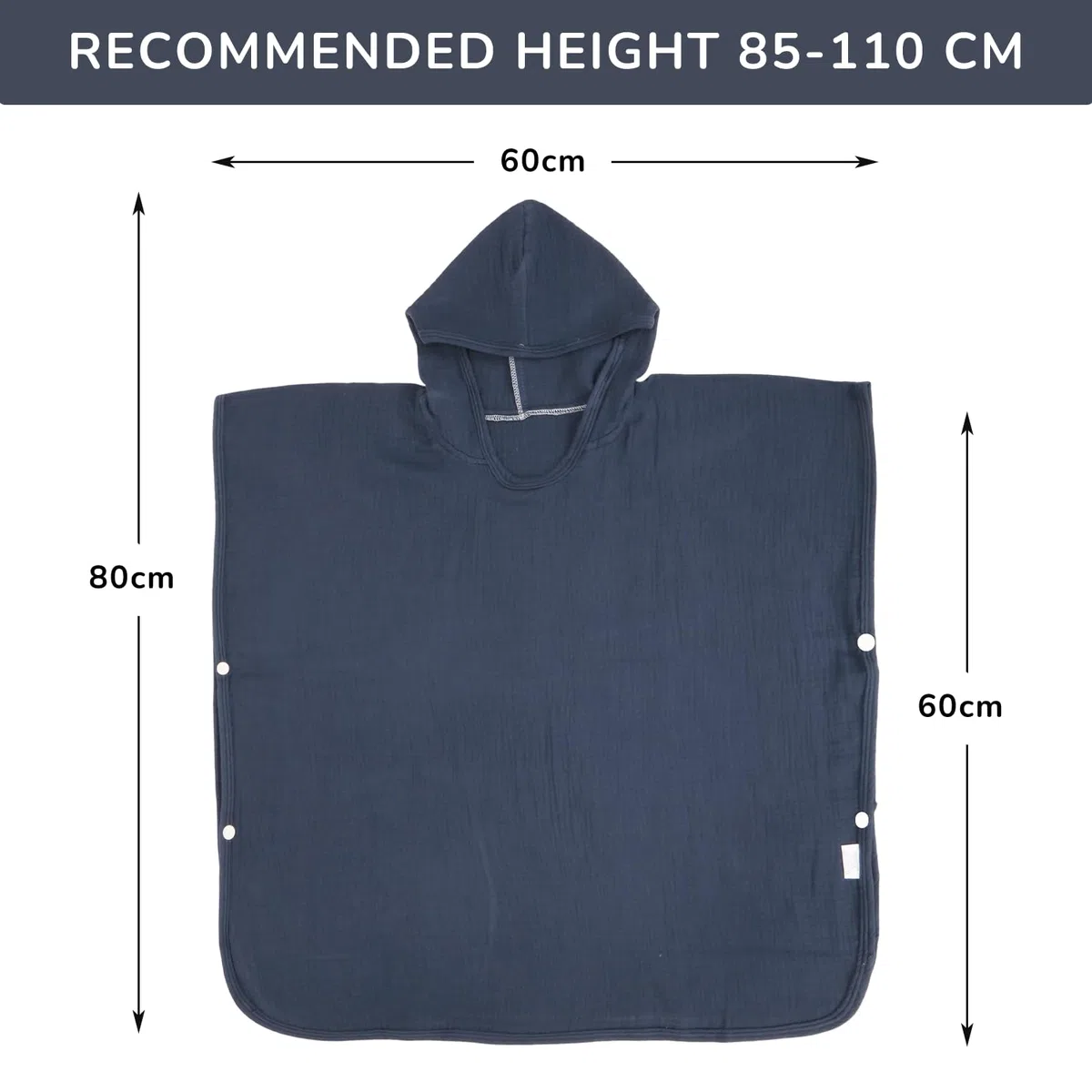 Badeponcho Kinder, Handtuch Poncho aus 100% Musselin Baumwolle, Poncho Handtuch mit Kapuze Waschbar, Badehandtuch für Baden Schwimmbad Strand Baby Jungen Mädchen Kleinkind (Navy Blau)