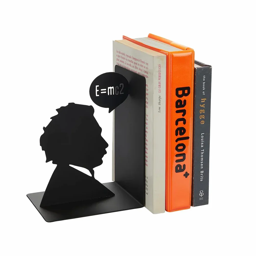 Balvi Buchstütze Einstein Schwarz Farbe Dekorative Buchstütze die Ikone von Albert Einstein Eisen 17