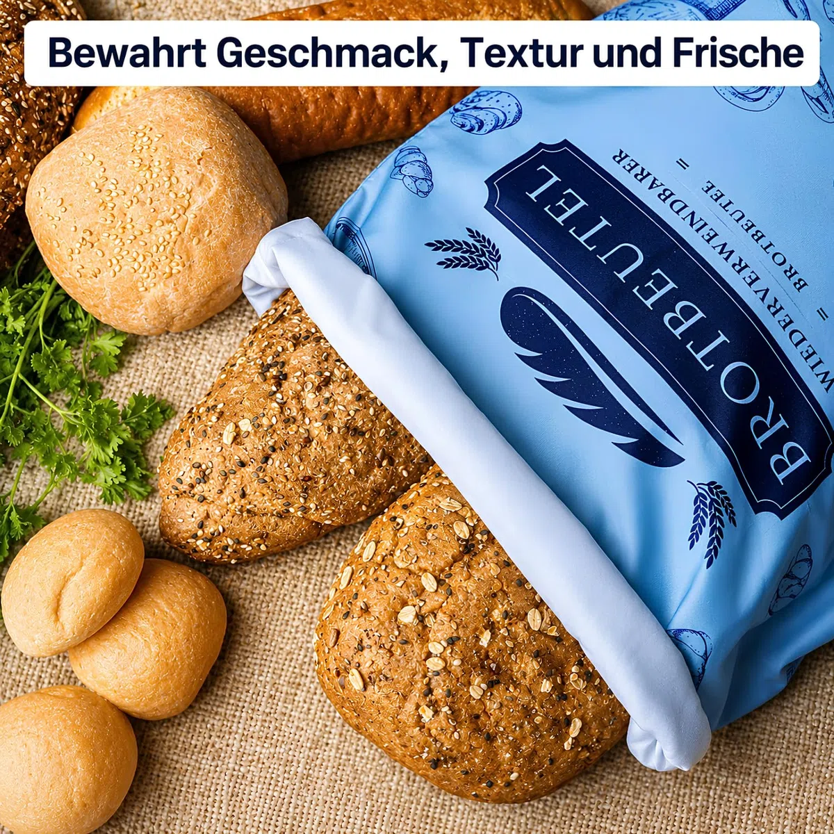 Winter Shore Wiederverwendbare Brottüten [2 Stk.] - für Großes und Frisch Gebackenes Brot, Maschinenwaschbar und Gefriersicher, Lebensmittelechte Brotbeutel, Recycelte Materialien, 305 x 430 x 2 mm