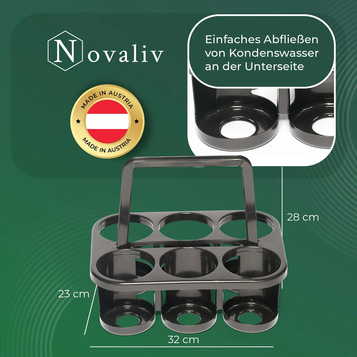 Novaliv 2X Flaschenträger für 12 Flaschen - Stabiler Halt - Getränkekorb Kunststoff, Stapelbar, 32x23x28cm Anthrazit - Ideal für Küche & Keller Getränkekorb Bierträger Getränketräger Flaschenbox