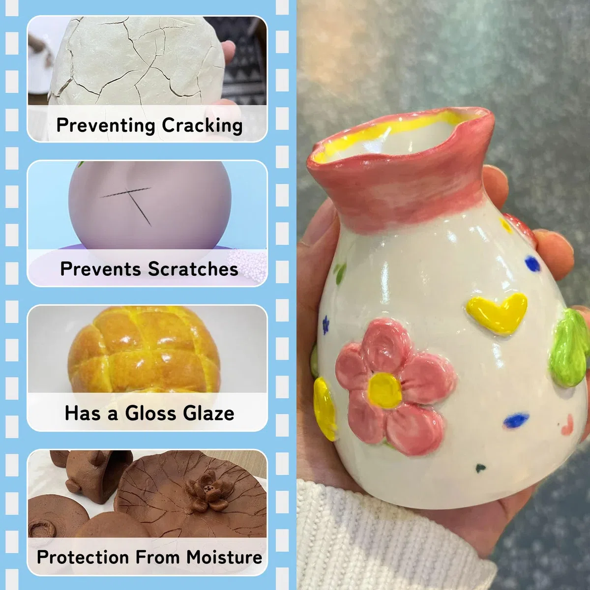 100ml Air Dry Clay Glaze, Air Dry Clay Varnish Can Not Only Used to Prevent Clay Cracking, Scratches, and Wear,It Can Also Having a Glossy Glaze Effect (Gloss)