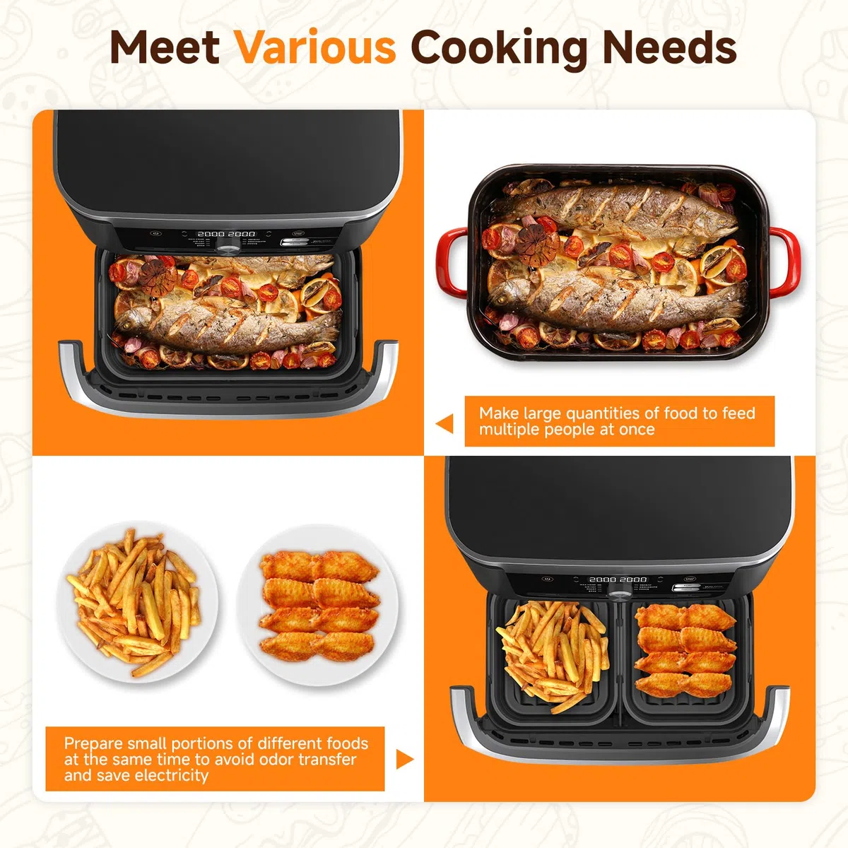Alyvisun Silikonform für Heißluftfritteuse, 3 Stück Airfryer Silikonformen Wiederverwendbar Silikon Backform Zubehör Auflaufform Faltbar Einsatz Mold für 10 L/10,4 L Air Fryer (1x10,4 L+2x5,2 L)