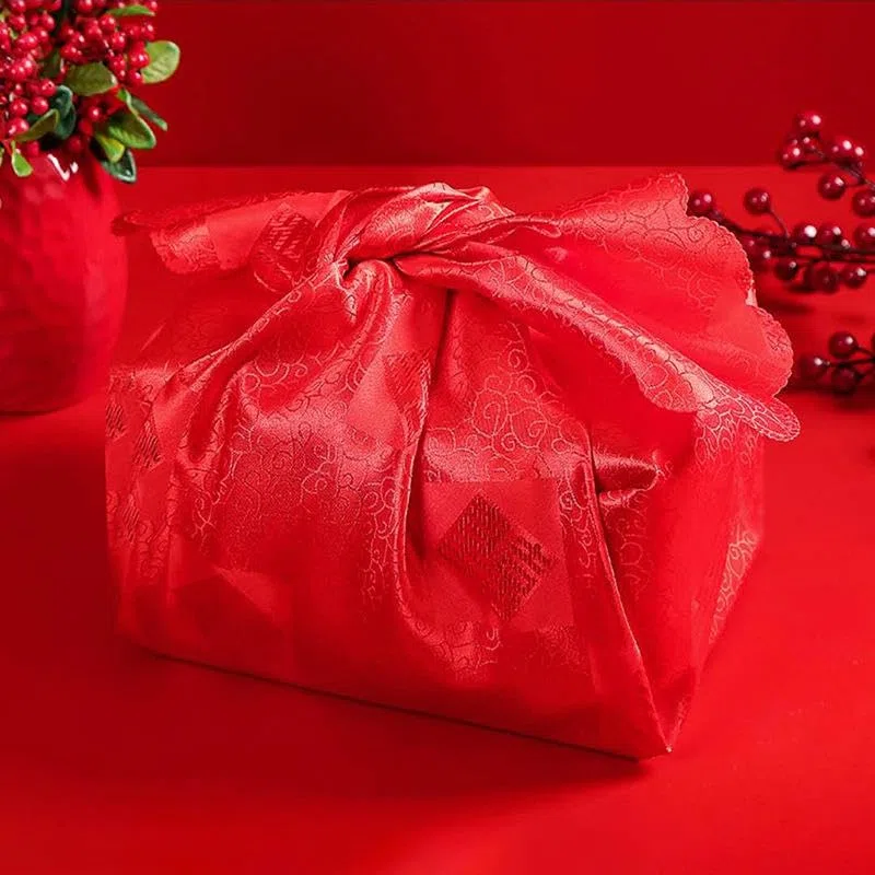 10 Stück 85 x 85 cm großes rotes wiederverwendbares Furoshiki-Geschenktuch, klein, japanisch, zum Verpacken von Geschenken, quadratischer Schal, Bento-Geschenktuch