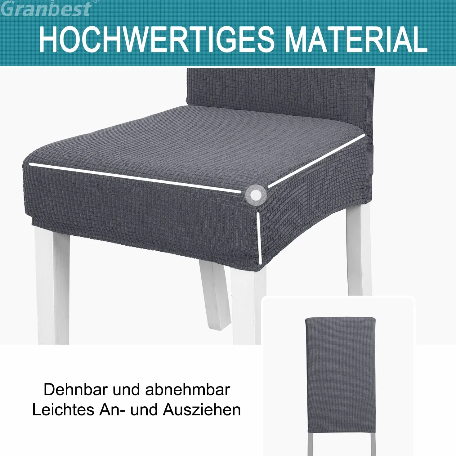 Granbest Premium Wasserdicht Esszimmer Stuhl Abdeckungen Satz Von 4, Stretch Hohen Zurück Stuhlhussen Slipcover Für Esszimmer, Abnehmbaren Stuhl Schutz Für Bankett, Küche, Party (4er Set, Grau)