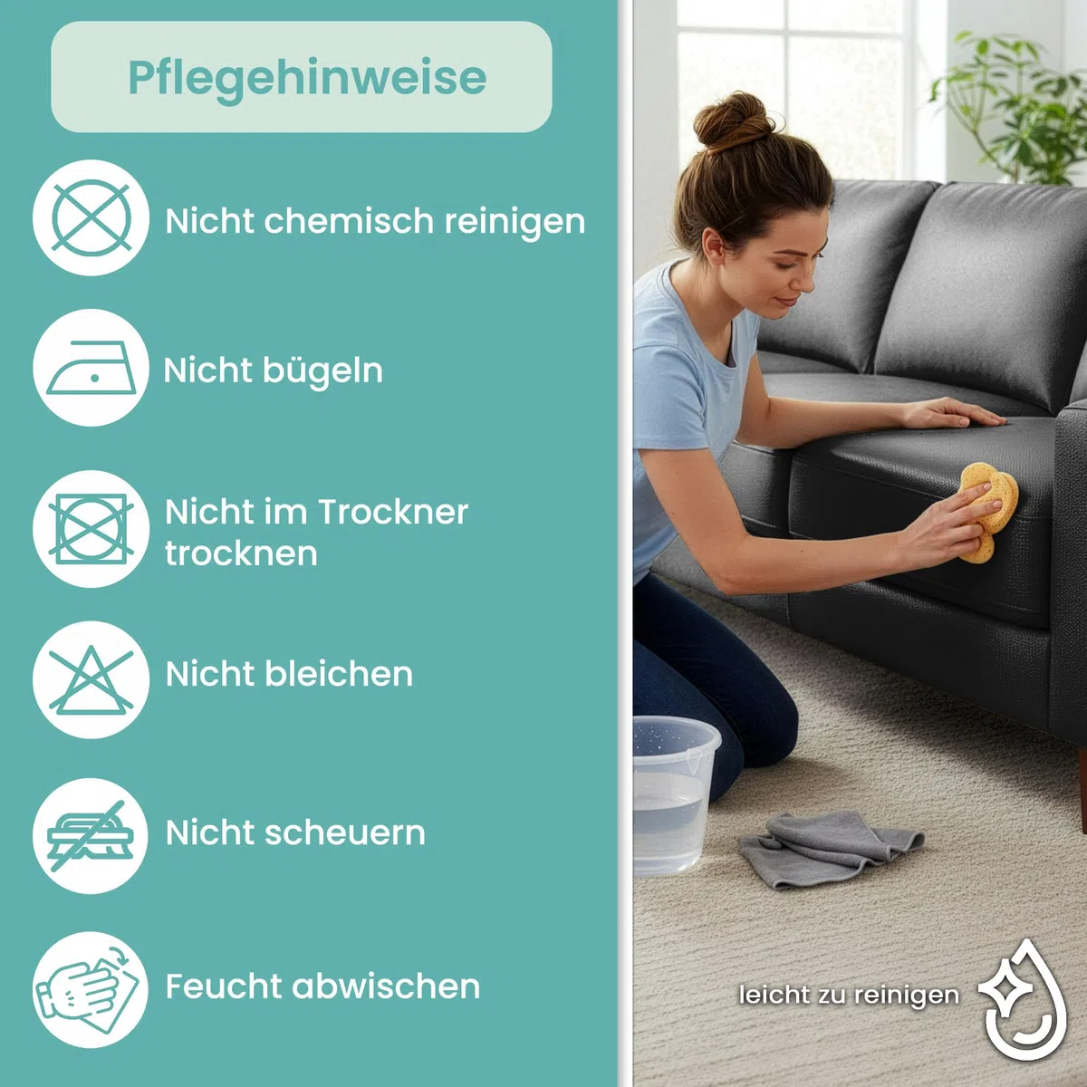 DreamRoots Weiches Kunstleder Meterware, 650 g/m², 140 cm - Wasserabweisend - Polsterstoff & Möbelstoff - Stoffe für Stühle Beziehen - EN 1021-1 Geprüft - OEKO-TEX, Schwarz, 1 m (100 x 140 cm)