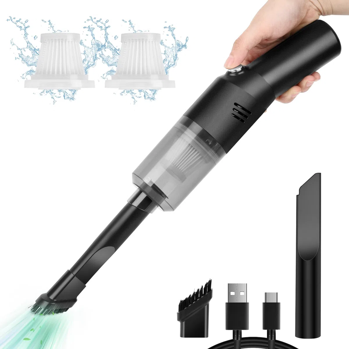 suloea Akku Handstaubsauger,USB aufladbar Tragbar Leicht Mini Auto-Staubsauger Kabellos,Handsauger
