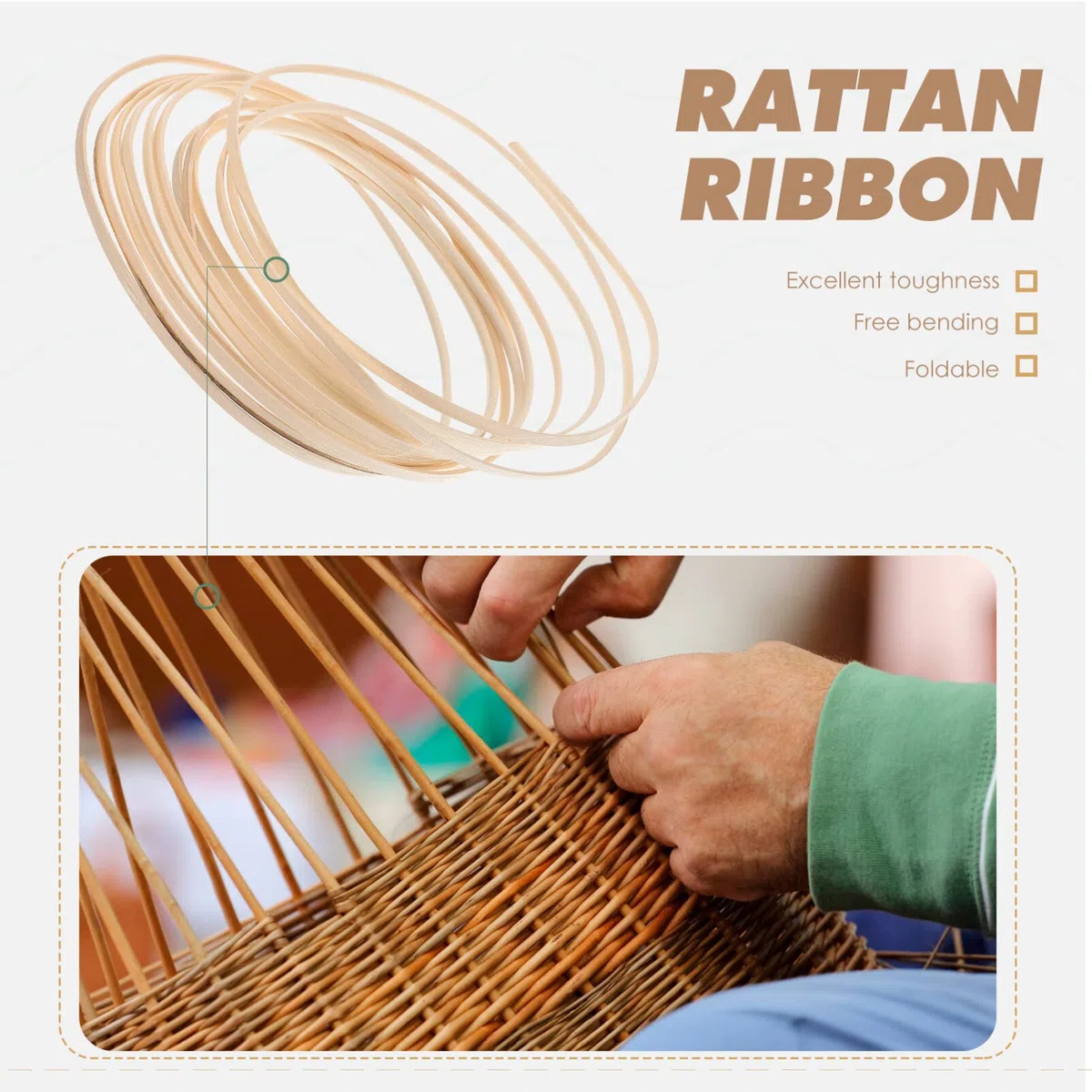 COHEALI 1 Rolle Rattan-gewebematerial Möbelreparaturzubehör Flaches Rattanmaterial Weidenkörbe Reparaturset Für Terrassenstühle Reparaturmaterial Für Rattanmöbel Hölzern Stock Weben