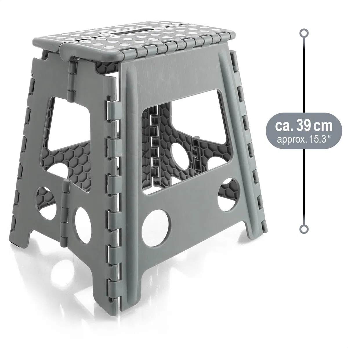 com-four® Klapptritt mit Gumminoppen XXL - Faltbarer Tritthocker - tragbare Aufstiegshilfe für Haushalt, Küche, und Bad - Rutschfester Klapphocker - Tragkraft bis 150 kg (weiß/grau XXL - 1 Stück)