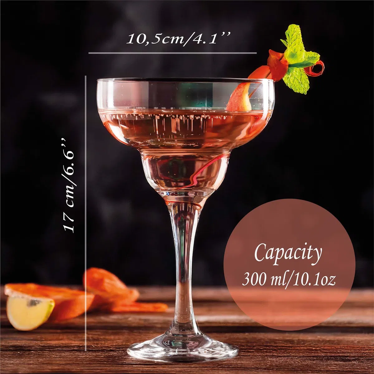 Margarita Gläser (300 ml/10,1 oz), Cocktailgläser, Martini, Espresso-Gläser aus Kristall, Langstielglas (2 Stück (300 ml))