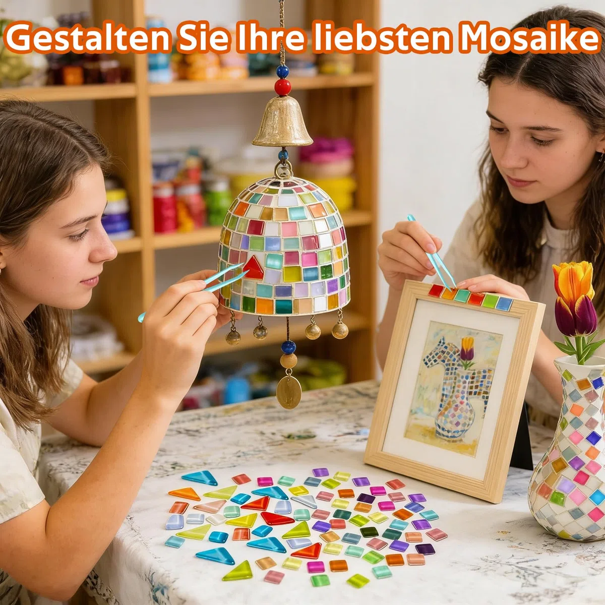 Sheryl&Rain 900 g Mosaikfliesen, Mosaiksteine zum Basteln Set, Quadrat&Unregelmäßige, mit Pinzette, Kristall Glasmosaiksteine, Mini Mosaik Steine Bunt für DIY Kunstprojekte, Mosaikdekorationen