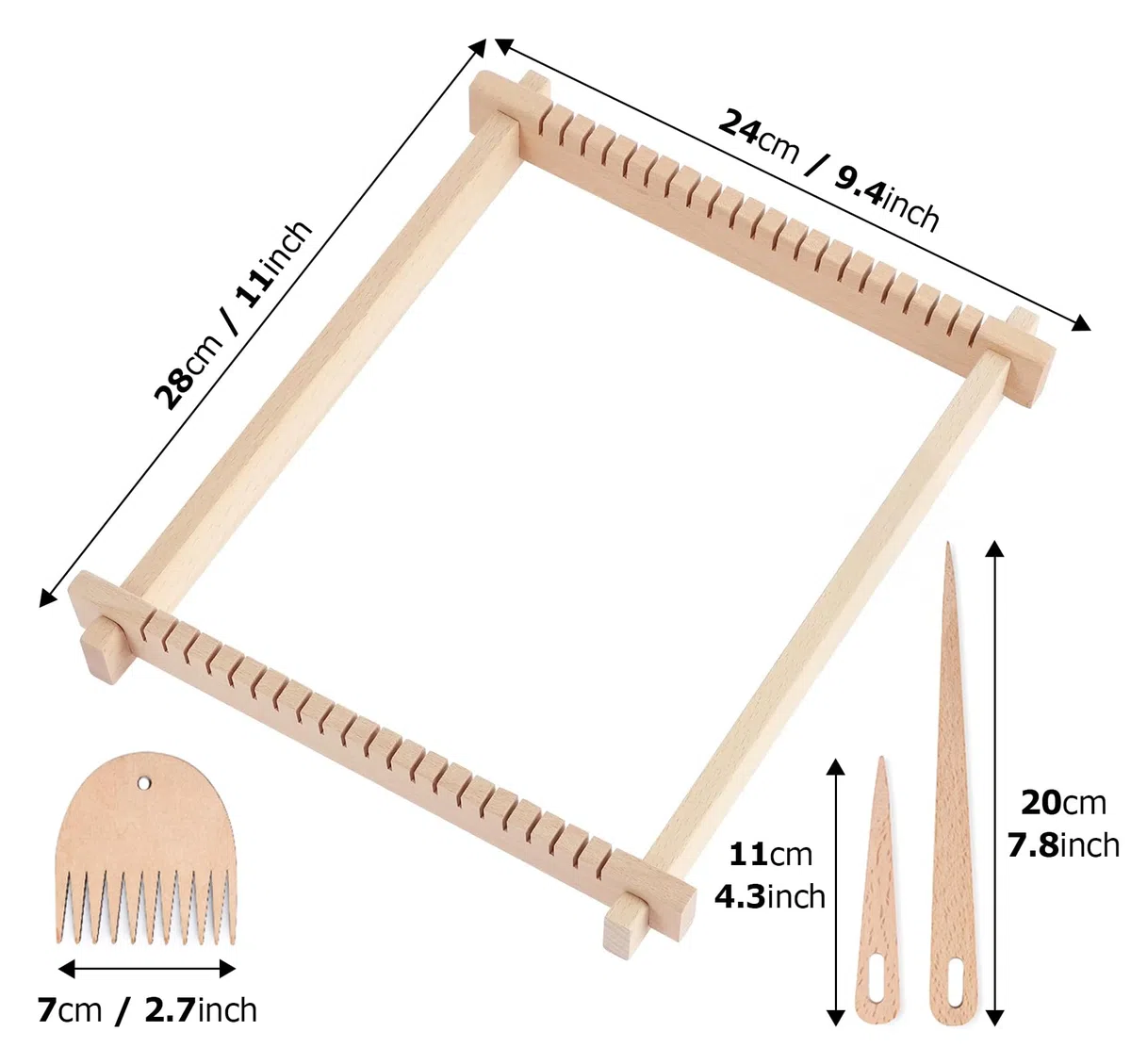 Homewit Webrahmen für Kinder ab 6 Jahre, DIY Holz Webrahmen Kinder 24 x 28cm mit Anleitung und Garn, Hochwertiger Weben Webstuhl Set für Erwachsene Anfänger