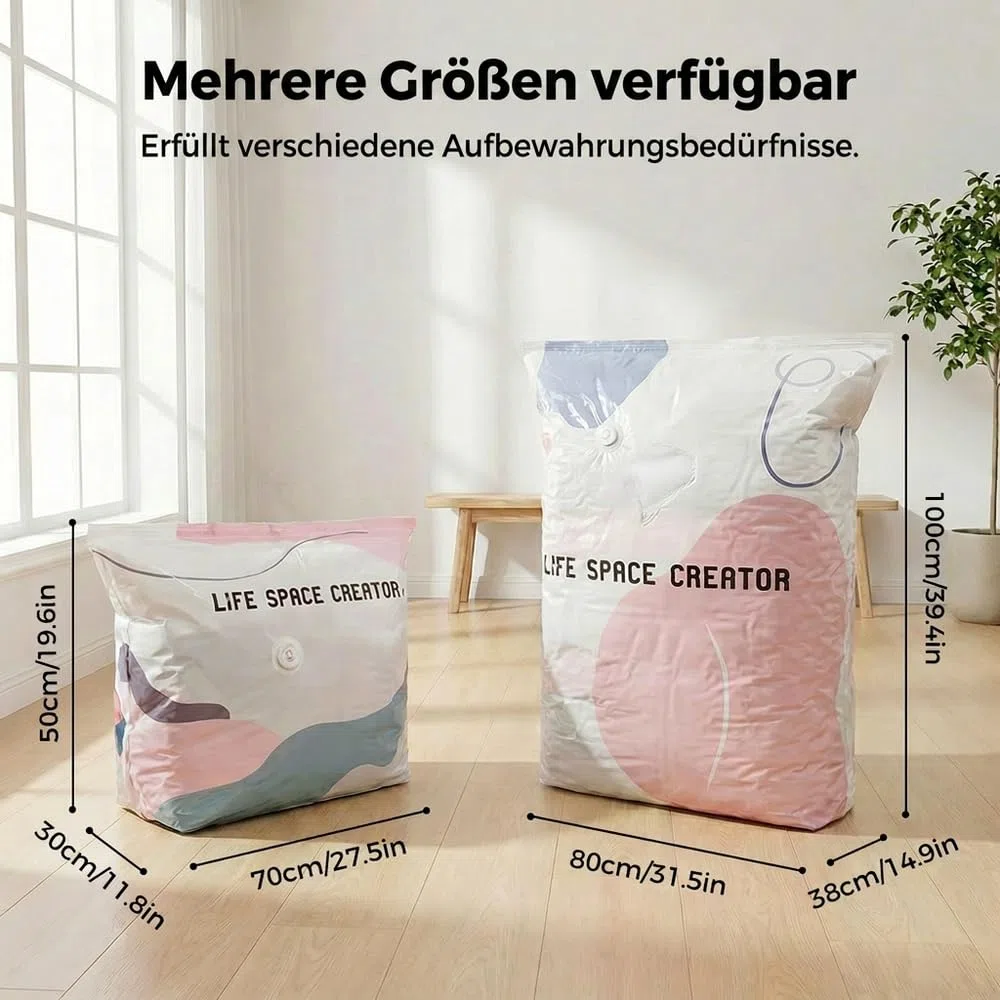No-Pump Large Vacuum Storage Compression Bags, 2026 New Vakuumbeutel für Bettdecken, Luftdichte Kompressionsbeutel für Kleidung Kissen Bettdecken Decke (5, 100x80x30cm)