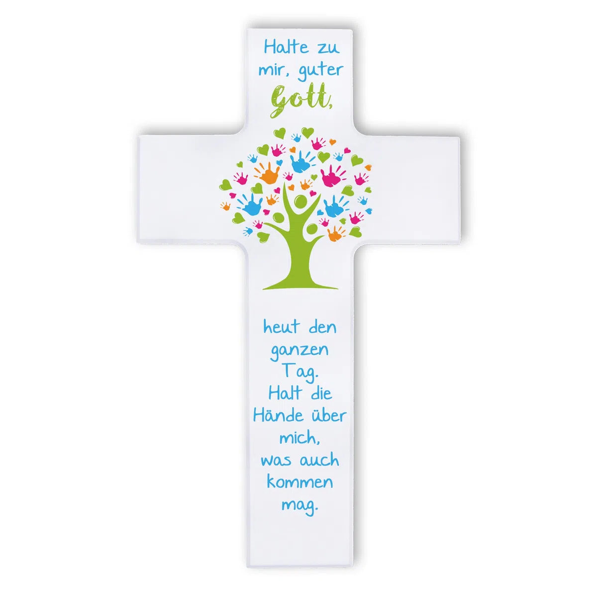 Fritz Cox Holz-Kinderkreuz Lebensbaum 'Halte zu mir' 15cm weiß