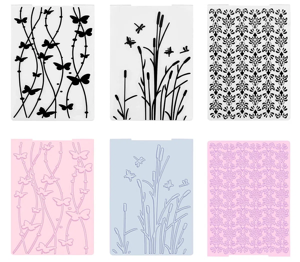 12 Stücke Prägeschablone, Kunststoff Vorlage Handwerk Karte, Plastic Embossing Folders for Card Making Photo Album Scrapbooking Decoration, Grass and Wood(14.5 x 10.5 cm)