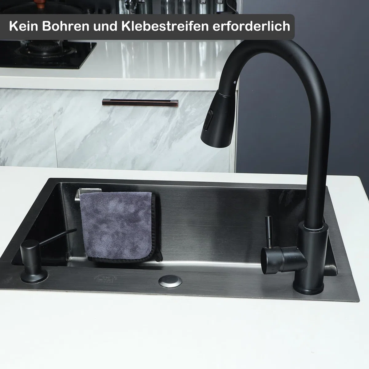 Spültuchhalter für Spülbecken, Organizer Küche, Kitchen Organizer und Aufbewahrung, Geschirrtuchhalter für Spüllappen, Spültuchhalter Edelstahl, Spülbecken Organizer (Silber, Magnetisch)