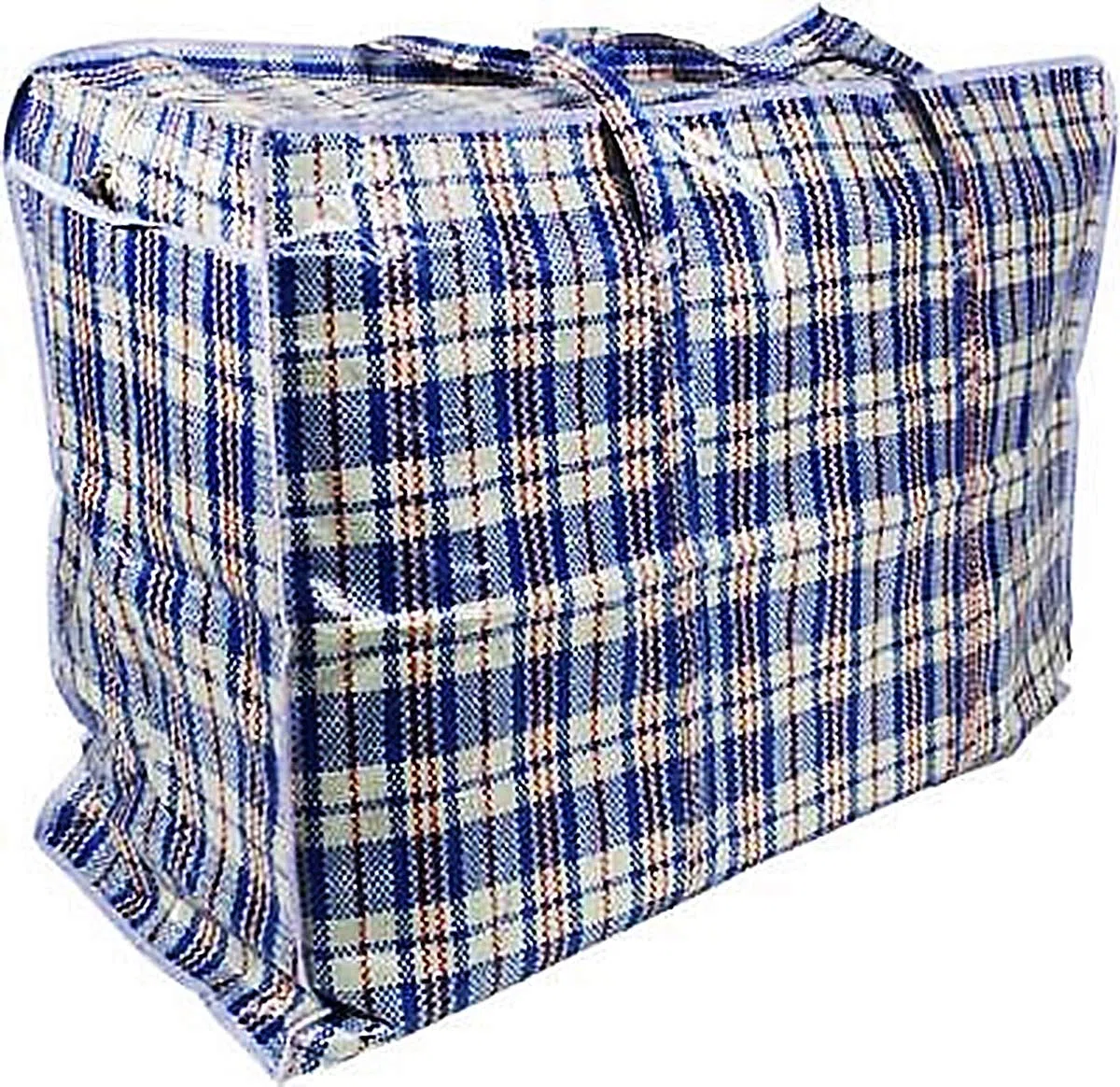 PLASTIKTASCHE Auswahl Jumbo Unterbettkommode Wäschetasche Aufbewahrungs Tasche kariert, Reißverschluss, Auswahl XXL XL L GROß, Blau