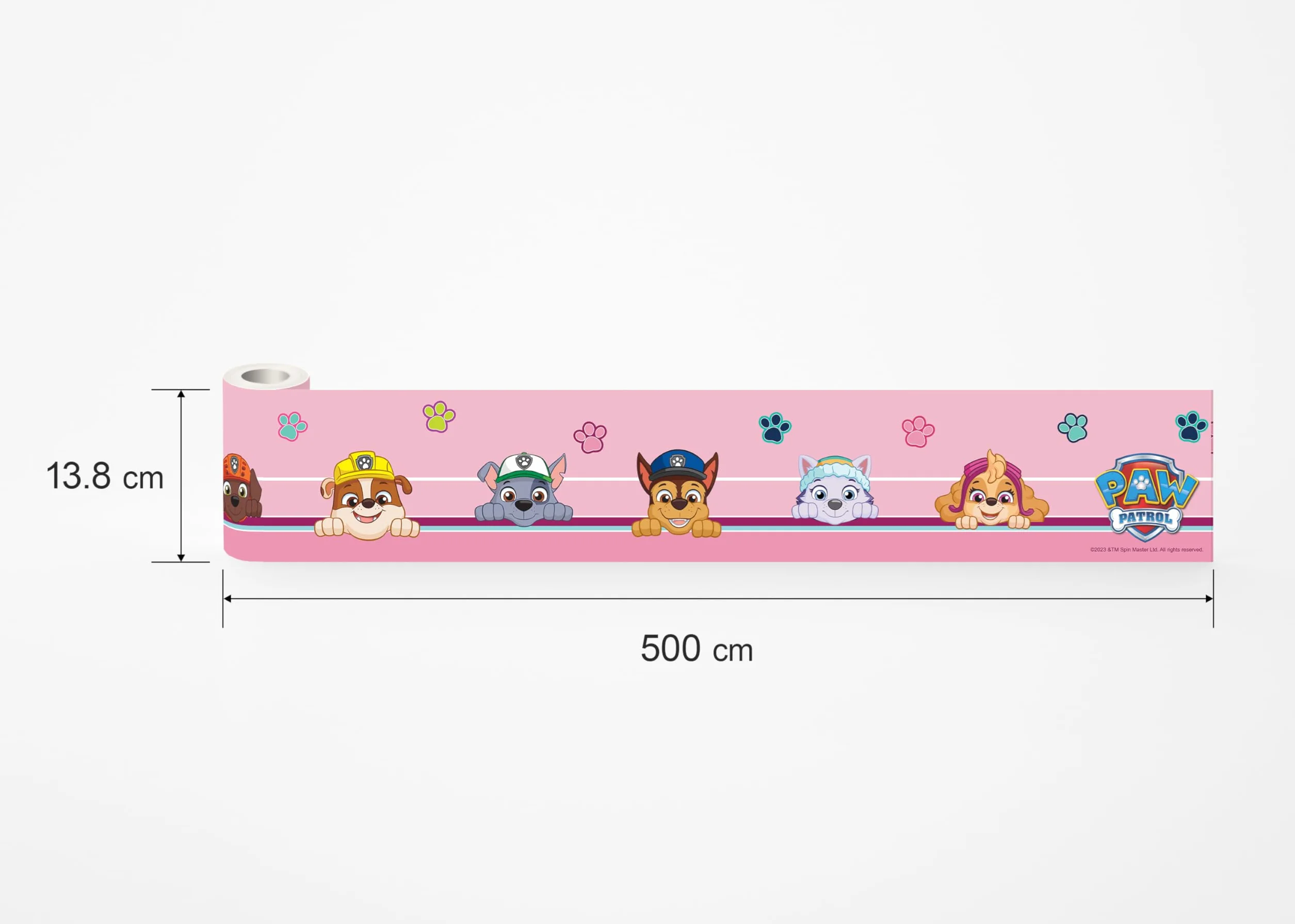 AG Design Selbstklebende Bordüre Paw Patrol Sei Glücklich, AWBD 8006 | Wasserfest Kinderzimmer Wand Dekoration | Wandbordüre für Mädchen und Junge | Folie, Mehrfarbig | Breite 500 cm x Höhe 13.8 cm