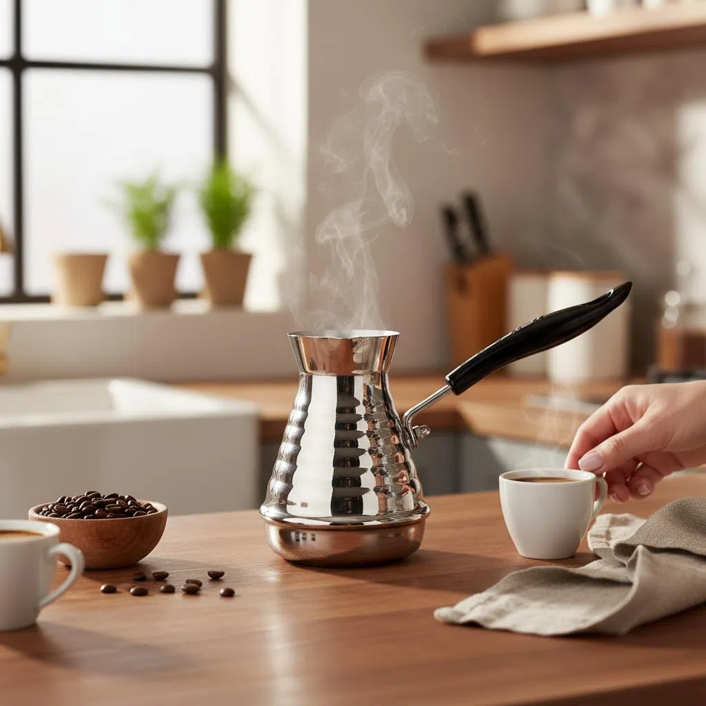 GMMH Türkischer Kaffeekocher Mokkakanne (500 ml), Espressokocher Cezve Dzhesva, Kaffee Mokka Briki Kaffeekanne aus 1 mm dickem Edelstahl