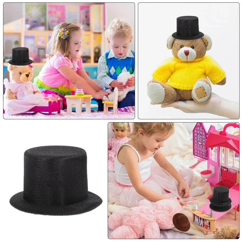 NUOBESTY Weinkappen Schwarze Mini-Zylinder Mini-Zylinder Zum Basteln Puppenhut-Zubehör DIY-Schneemann-Hüte Kleine Bastelprojekte Weinflaschenverschlüsse
