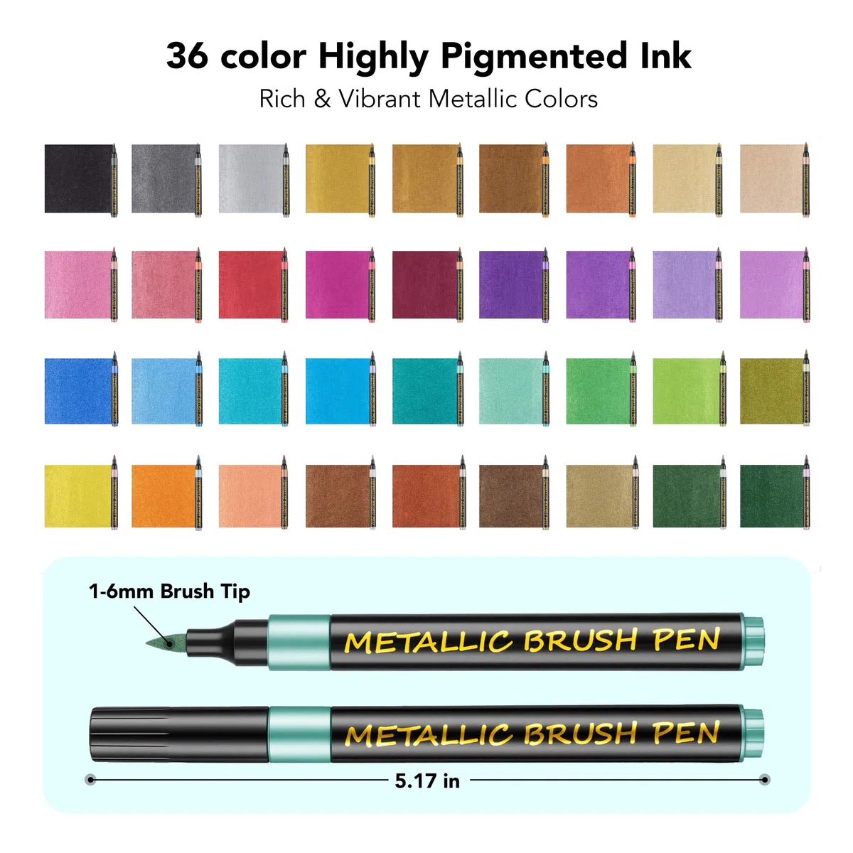 BONACE 36 Metallic Acrylic Paint Marker, wasserbasiert & durchschlagsicher