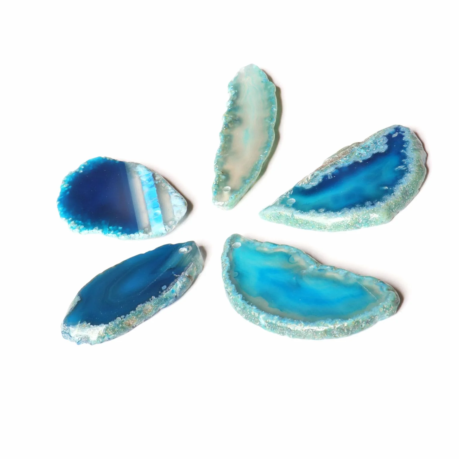 Blaue Achatscheiben, Ungebohrte Achat-Leuchttischscheiben, Unregelmäßig Polierte Geoden-Achat-Plattenkarten, Kristall-Geodensteine ​​für DIY-Schmuck und Heimdekoration