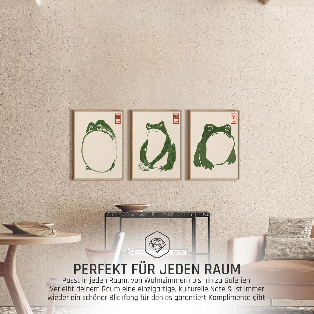 Hoji Frösche Poster Set Ukiyo-e Japanische Kunst Japan Wanddeko Bilder Schlafzimmer Deko Wohnzimmer Dekoration Eklektische Gemälde (3x A3 | Ohne Rahmen)