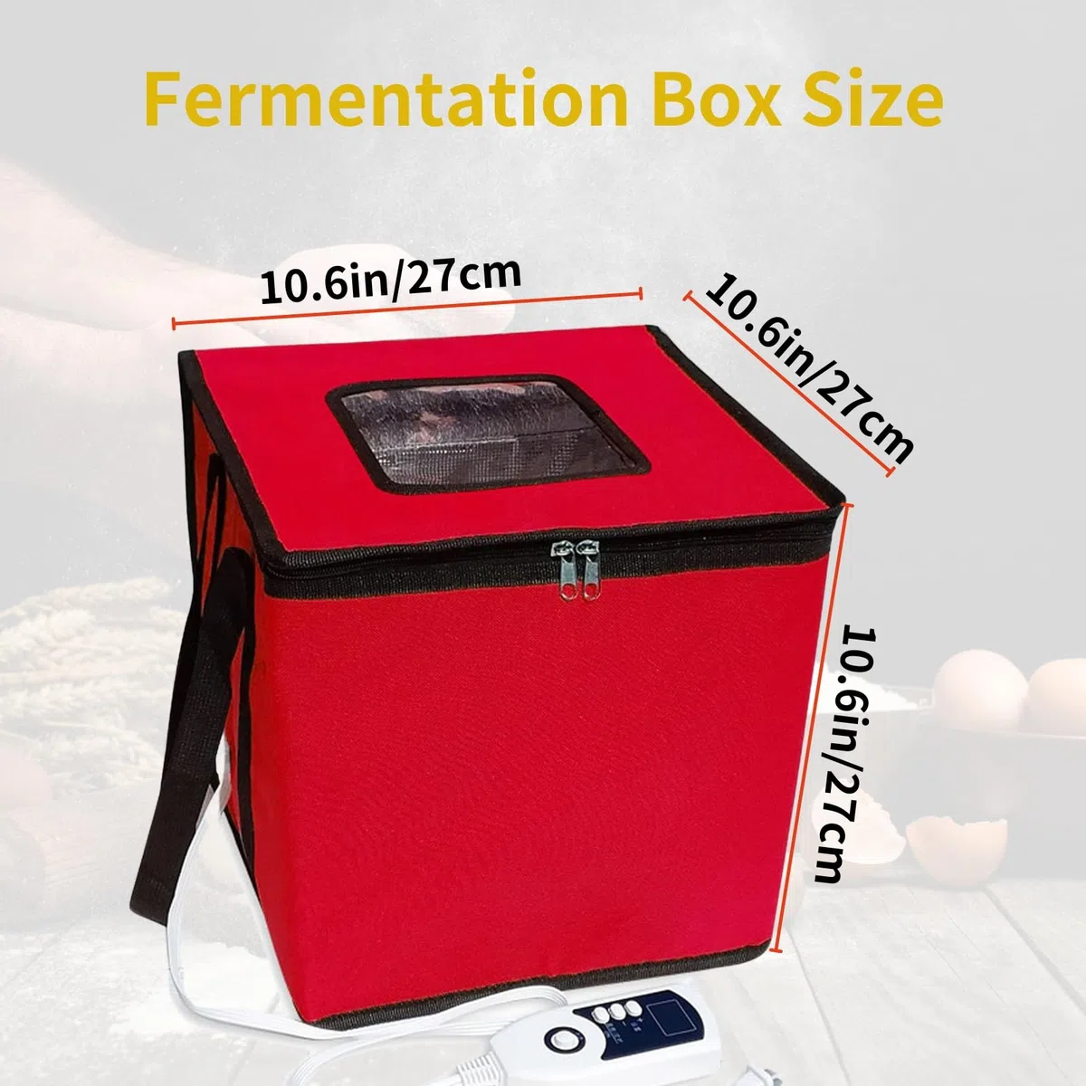 Cloud Fire Faltbare Teiggärbox, Temperatureinstellung Gärbox Mit Deckel, Abnehmbarer Multifunktions -Gärschrank für Zuhause, Brot, PizzaJoghurt, Reiswein (Rot, klein)