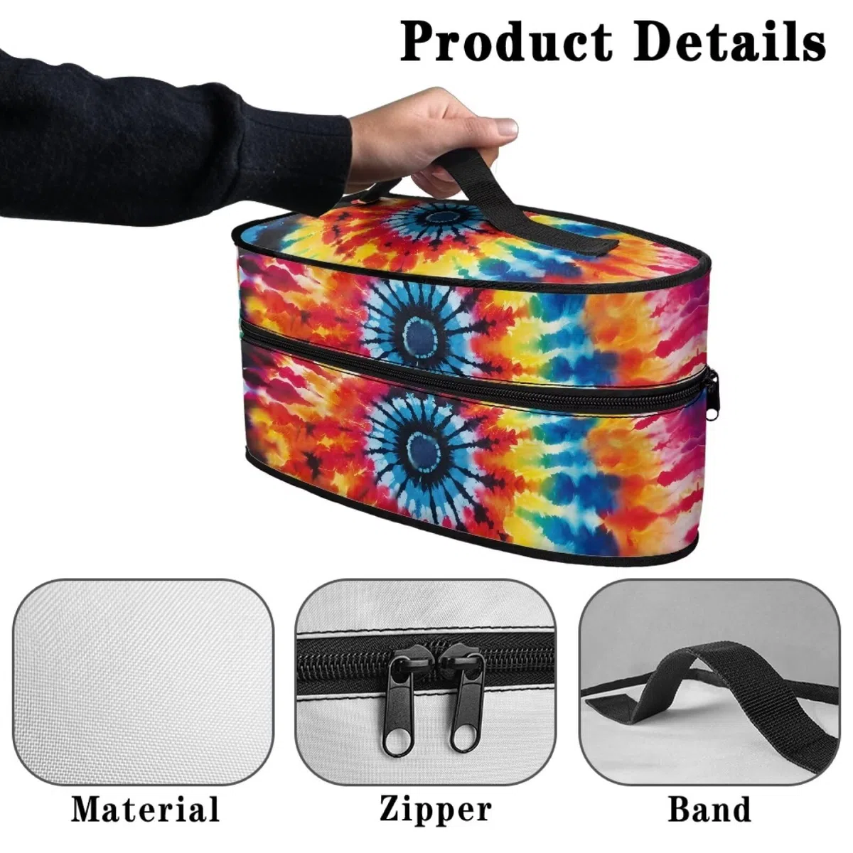 Rainbow Tie Dye Iron Storage Bag Travel Irons Carrying Organizer Tie Dye Steam Iron Storage Bag with Zipper Handle Garment Steam Foldable Irons Cover Box Irons Accessories