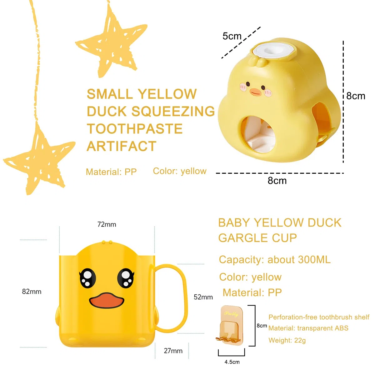 Zahnpastaspender Kinder Ohne Bohren Sonwaha Toothpaste Dispenser Kids,Zahnpasta Spender Automat Kinder mit Tasse Zahnbürstenhalter Kinder Kleine Gelbe Ente