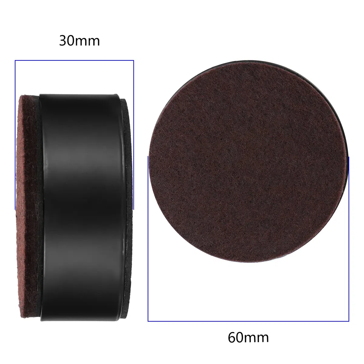 Captina 3cm Möbelerhöhung aus Karbonstahl - Durchmesser 6 cm, Selbstklebend für Betten, Sofas, Schränke, 4 Stück Robust (Runden Schwarz)