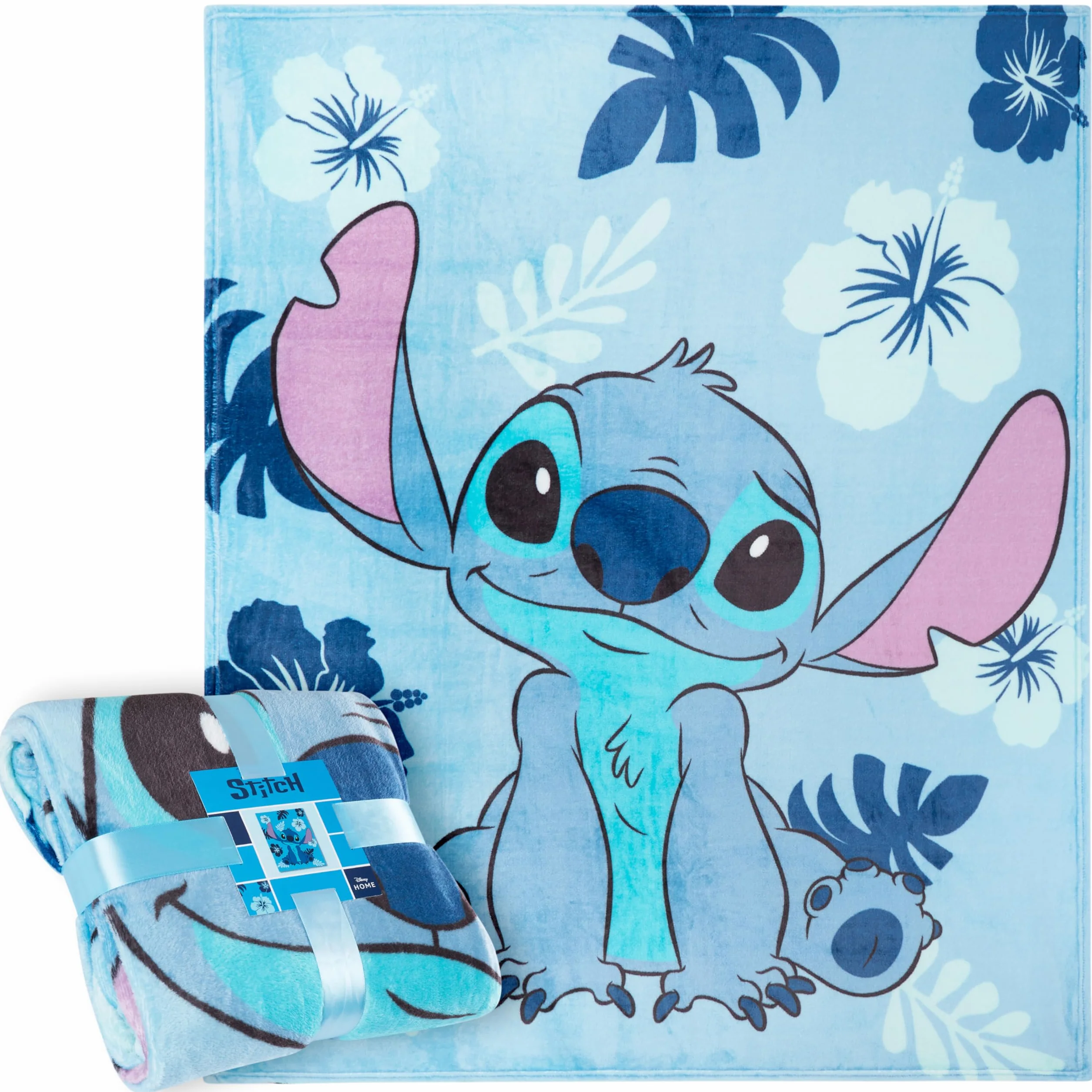 Disney Stitch Fleecedecke Klein Warme Kuscheldecke Flauschig Wohndecke Bunt für Bett, Couch Gemütliche Winter 150x130cm Stitch Geschenke (Hellblau Stitch)