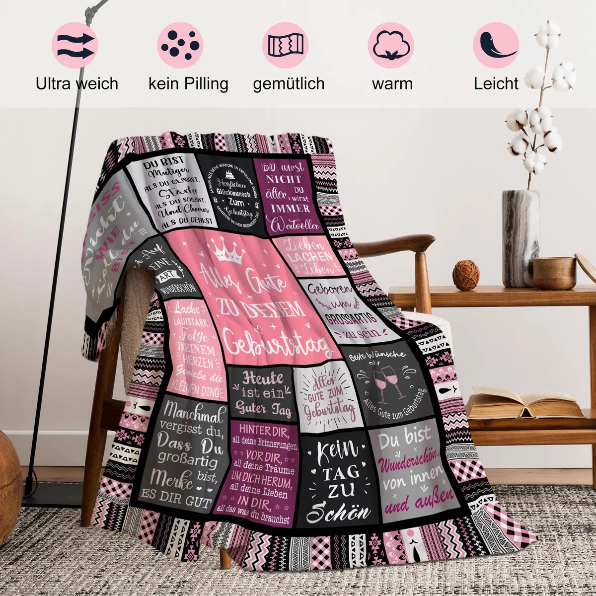 Yesbird Geburtstagsgeschenk für Frauen, Geburtstagsgeschenk für Mama, Mädchen, Frau, Freundin, Schwester, Freundin, Kollegin, Lustige Geschenk Geburtstag, Happy Birthday Deko Decke 150x130CM