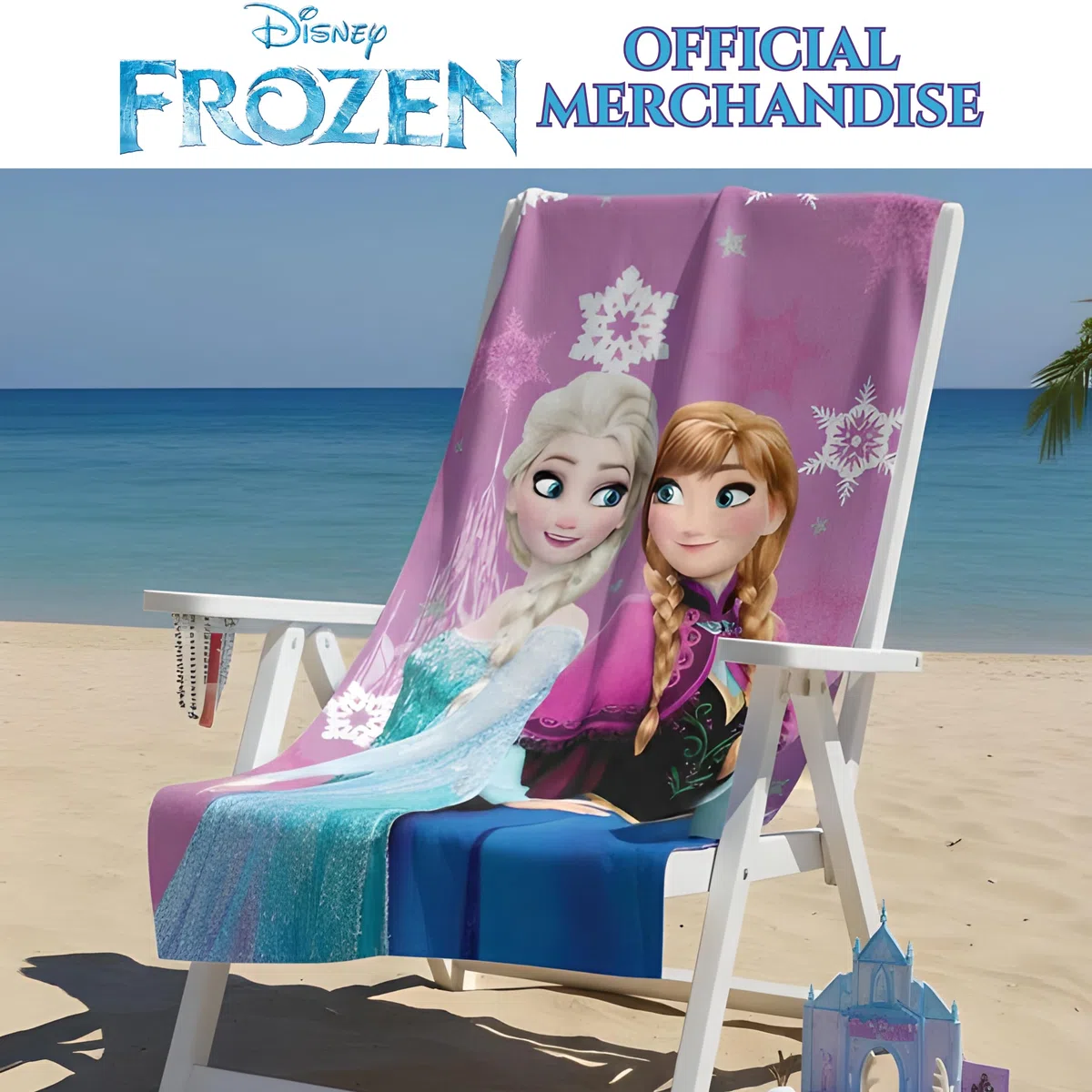 Disney Frozen Strand- und Badetuch 70 x 140 cm, 100% Baumwolle | Weiches und saugfähiges Bade- und Schwimmtuch für Kinder | Offizielles Frozen Anna & ELSA Handtuch | Ideal für Strand, Bad und Pool
