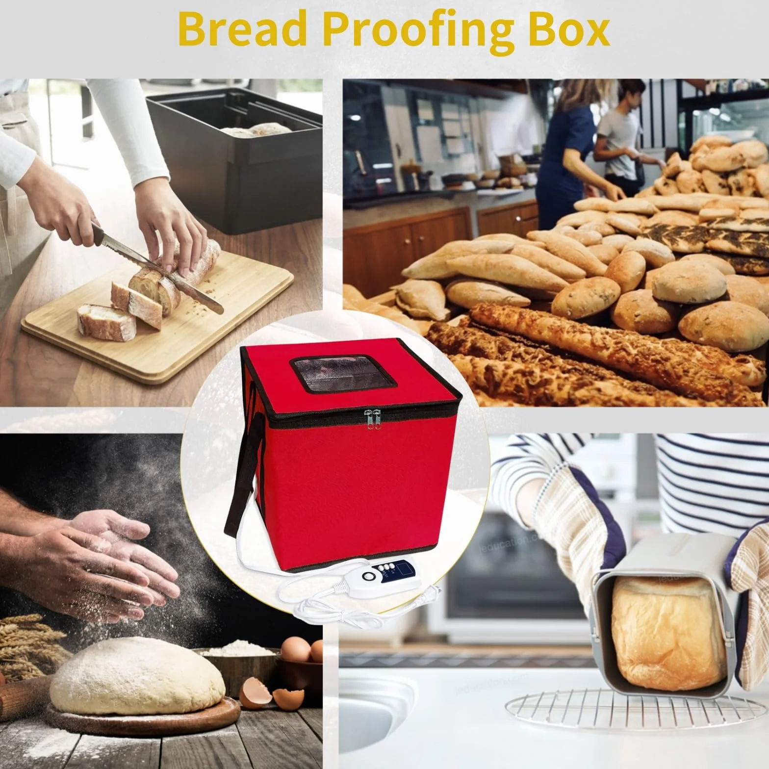 Cloud Fire Faltbare Teiggärbox, Temperatureinstellung Gärbox Mit Deckel, Abnehmbarer Multifunktions -Gärschrank für Zuhause, Brot, PizzaJoghurt, Reiswein (Rot, klein)