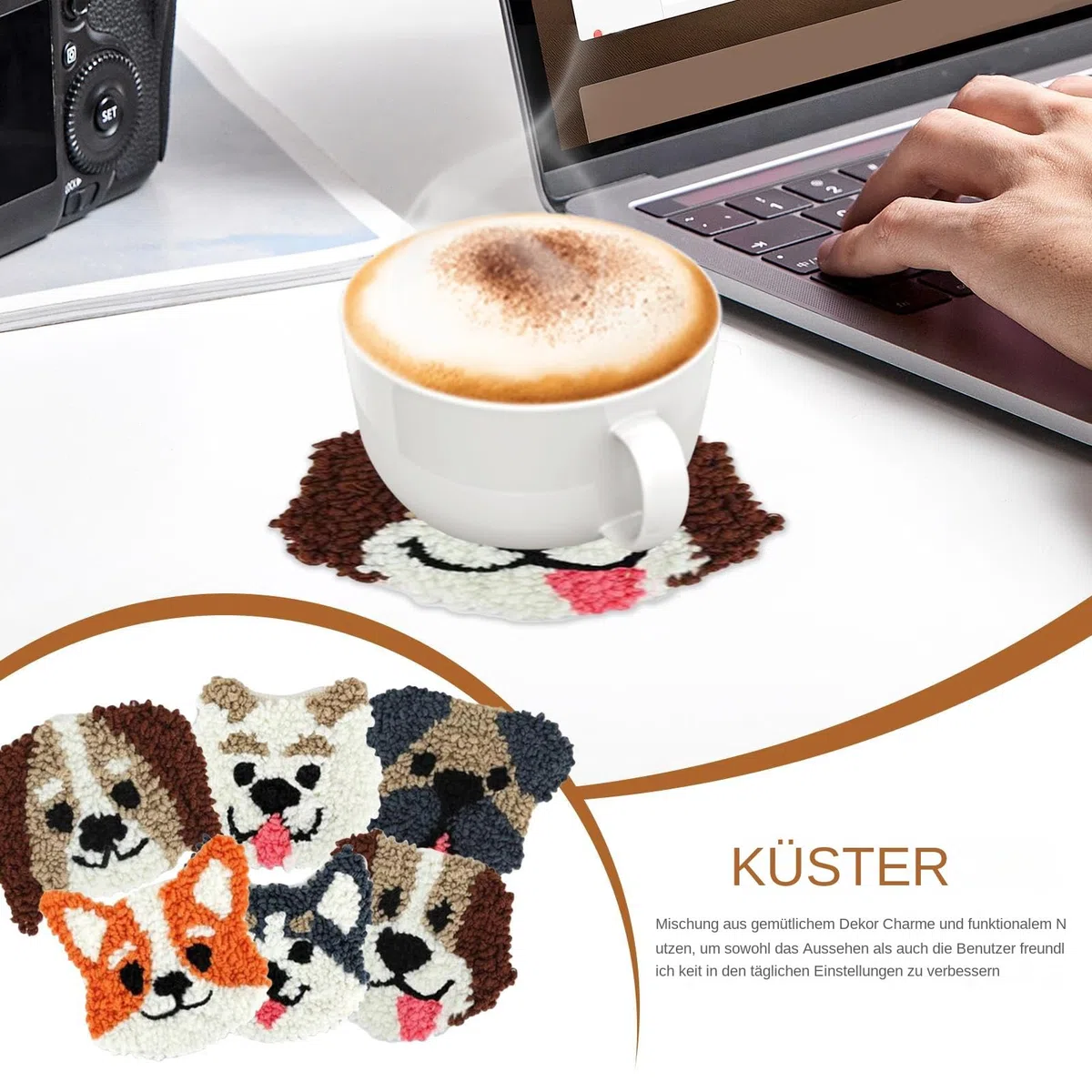 Renchey Punch Needle Set,Stick-Set mit Tiermotiven für Anfänger - Rundrahmen Werkzeug Mit Garn Für Häkelarbeiten Zuhause Und Im Kunstunterricht Mit Stickzubehör