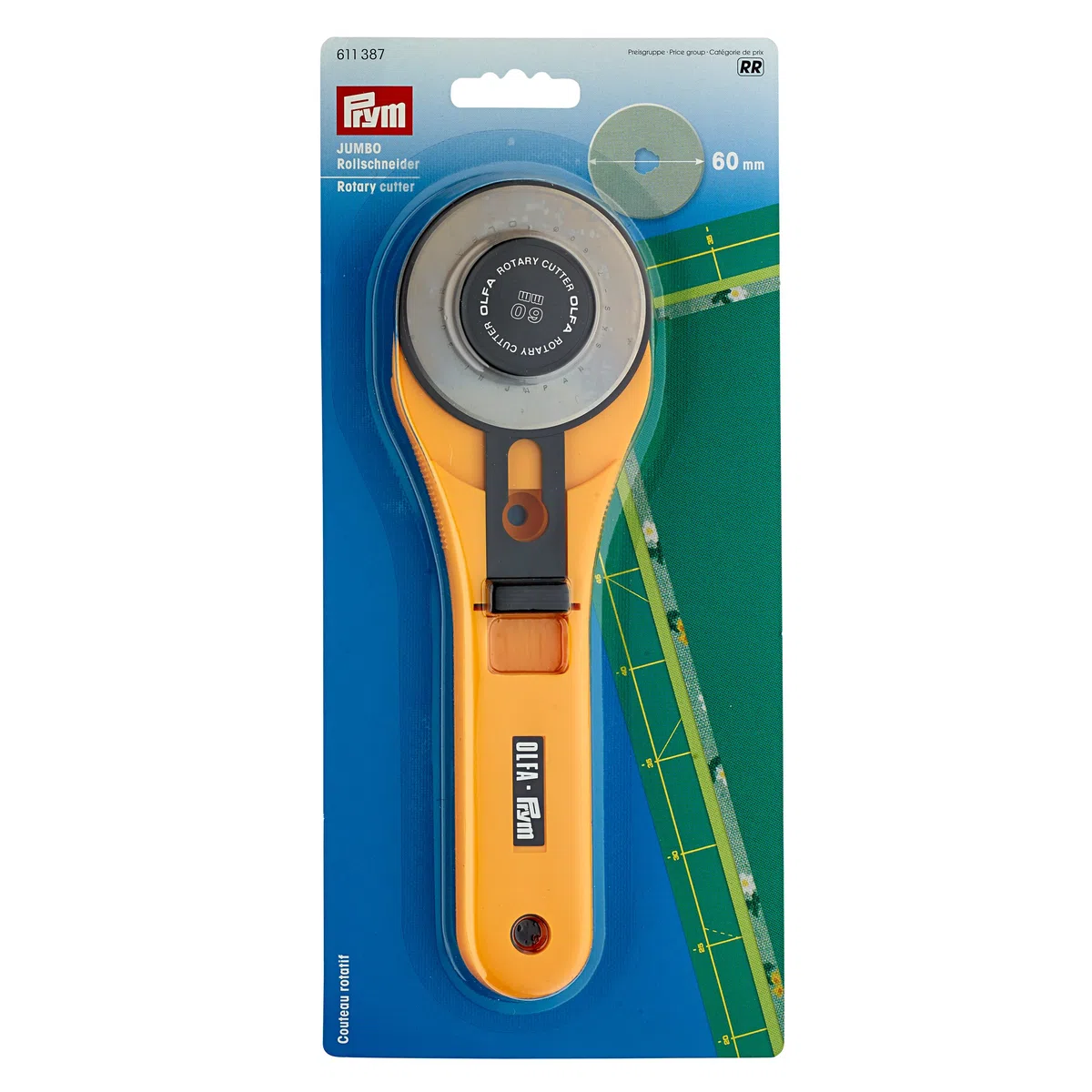 Prym 611387 Rollschneider Jumbo 60 mm, Gelb