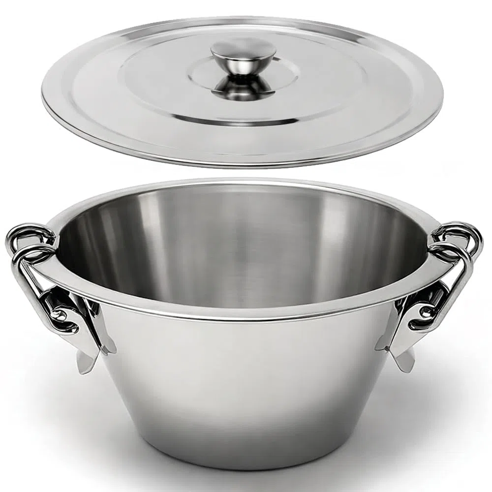 Menax Puddingform mit Deckel Edelstahl 20 cm - Wasserbadform für Flan, Pudding & Soufflé - Puddingformen zum Stürzen, Dessertform Edelstahl, Creme Brulee Form, Förmchen für Pudding