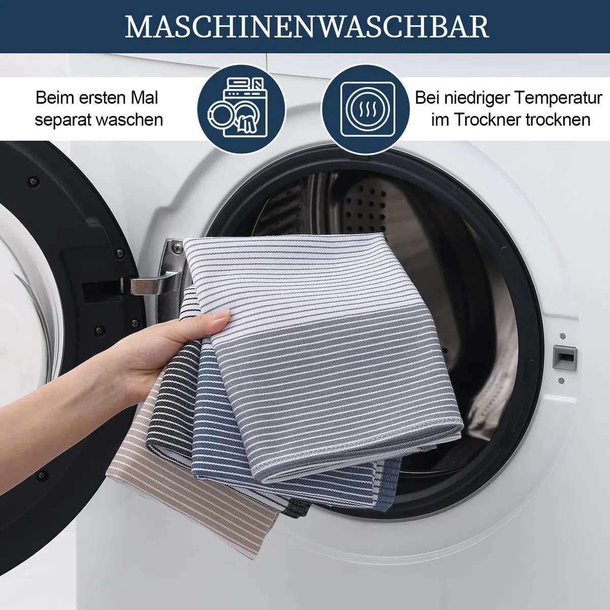 Moosfor Premium Geschirrtücher 100% Baumwolle, 6er Set 46 x 72 cm, Weich&Dick, Saugstark&Langlebig, Oeko-TEX Zertifiziert, Küchentücher Spüllappen Putzlappen, Gastronomiequalität, Grau
