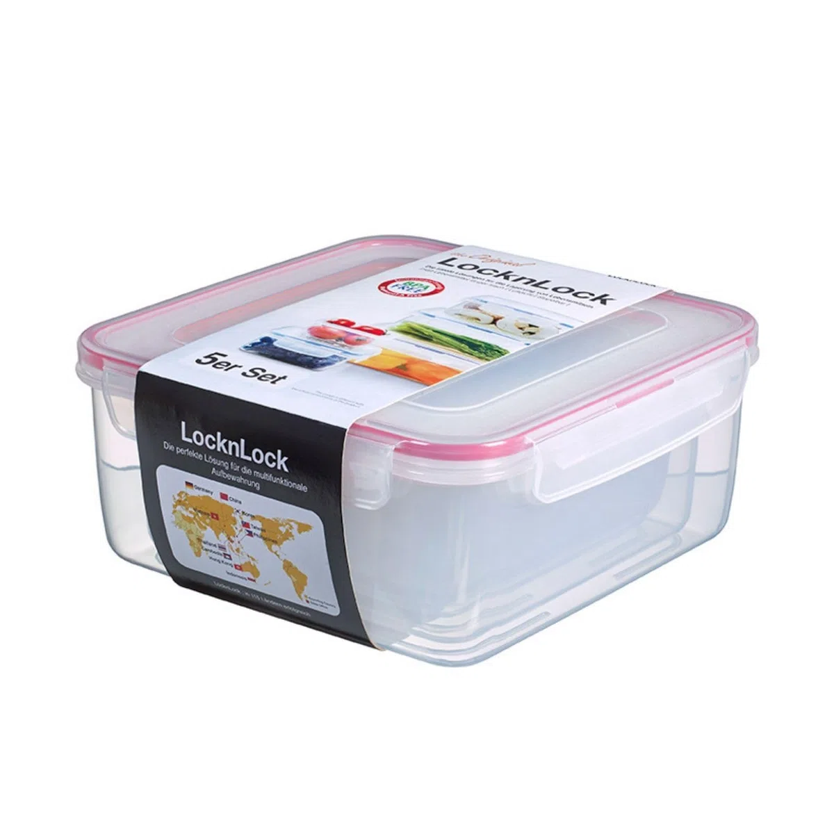 LocknLock PP Classic Vorratsdosen Set 5tlg., 180 ml, 410 ml, 750 ml, 1,2 L, 2 L, Vorratsdosen mit Deckel luftdicht & auslaufsicher, Gefrier-, Spülmaschinen- & Mikrowellengeeignete Meal Prep Boxen