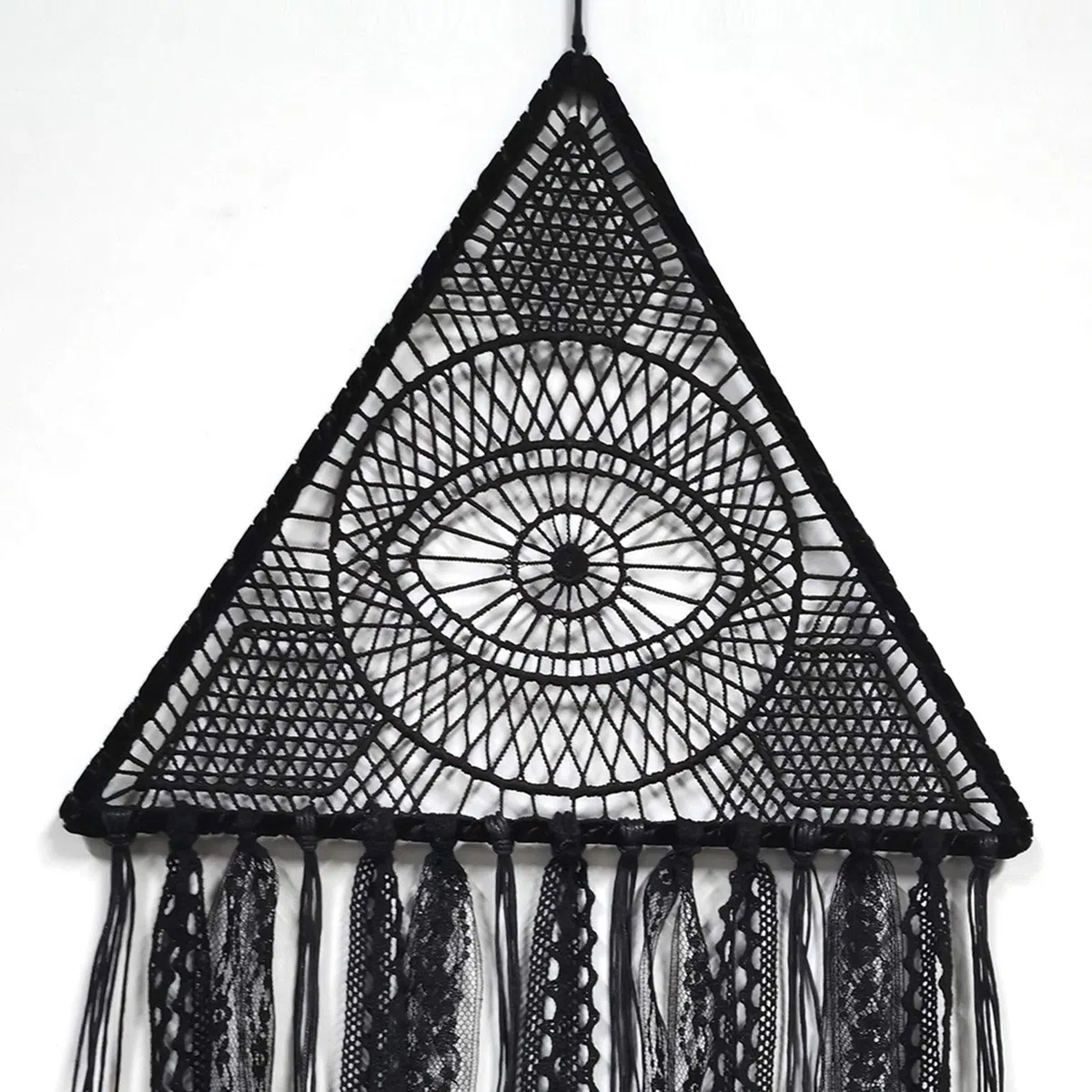 2 Stück Traumfänger Handgemachte Häkeln Evil Eye Design mit Spitze Dreieck Runde Traumfänger Gothic Wandkunst Dekorationen Hängen für Zuhause Ornament Weihnachtsfest Geschenk